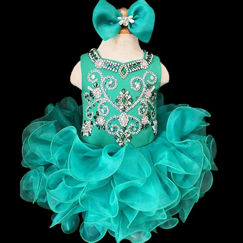 green glitz pageant dress Haute Couture Green Cape Prom Dresses Sequin Pageant Gown 67231 viniod –  Viniodress main image 1