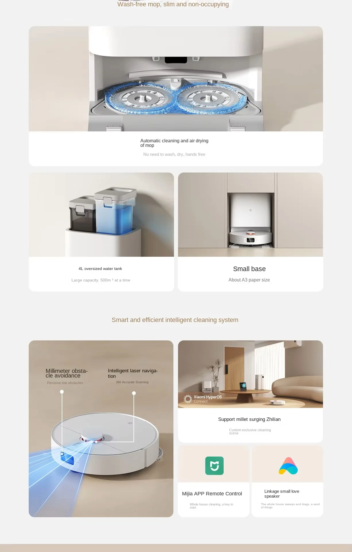 XIAOMI Mi Robot Vacuum Cleaner Mop H40 D101CN Floor Cleaning Sweeping Vacuum Cleaner with Mi Home APP 6000Pa Smart Robot Vacuum