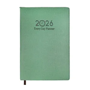 N969 Customized Logo 2026 Yearly Planner Calendar A5 Fabric Thread Sewing Bound Notebook English Spanish for Business