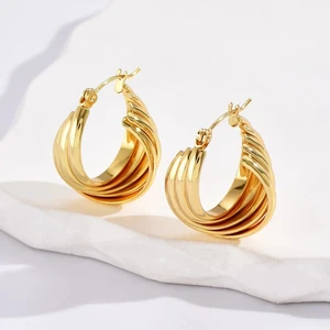 2026 New Arrival Waterproof Hypoallergenic Multilayer Hoop Earring for Girls Silver & Gold Plated Jewelry for Wedding & Gift