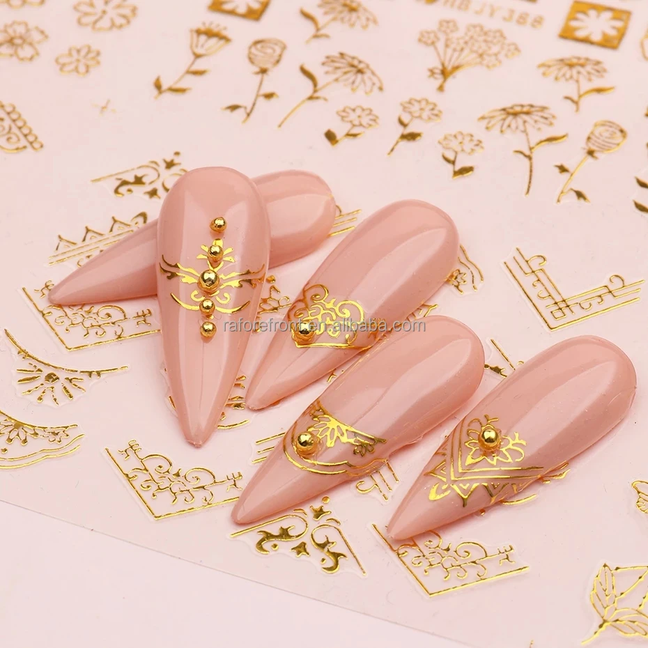 Luxury Nail Stickers Lv Gold Leaf Cotton Flowers Transfer Decals Nail  Adhesive Sliders Manicure 2022 Autumn Decorations - Stickers & Decals -  AliExpress