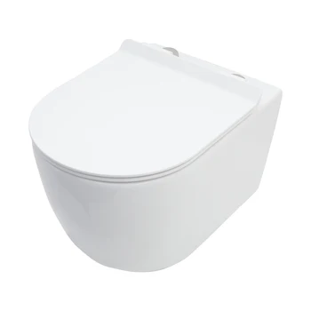 New Design Hotel Modern P Trap Ceramic In-Wall Toilet Tank Carrier  Plate Included Toilet Bowl With Soft-Close Seat Glossy White