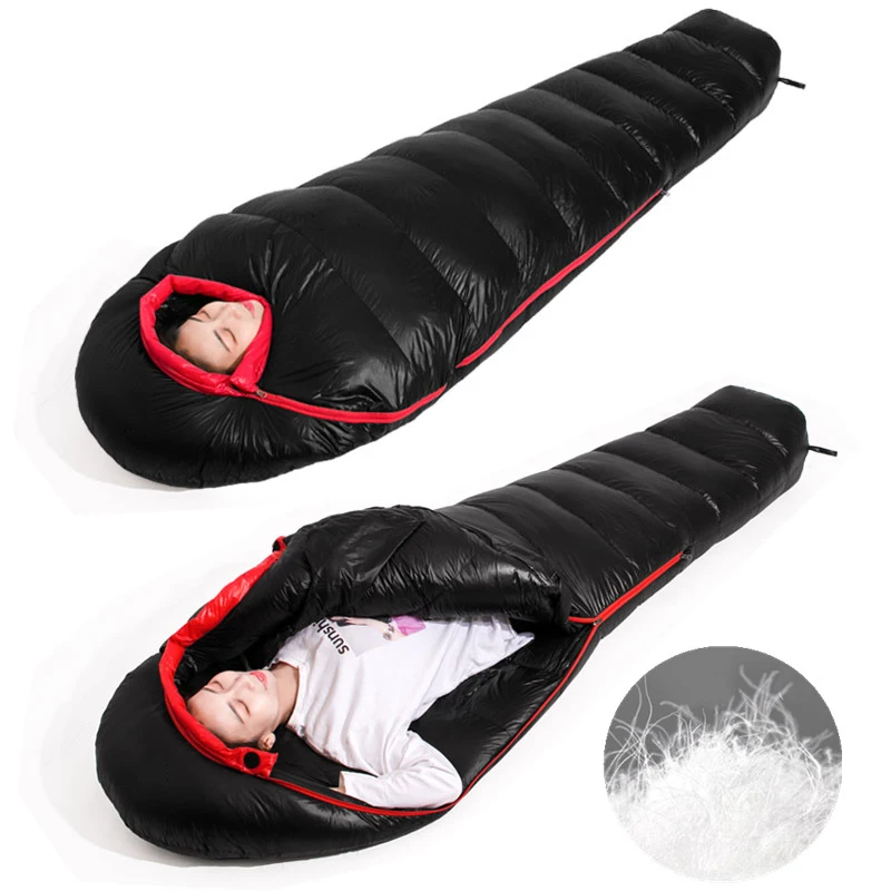 Goose Down Sleeping Bag Ultralight Portable Compact Mummy Sleeping Bag