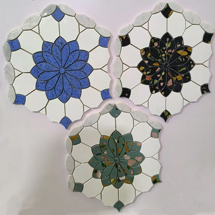 モダンデザイン天然石大理石モザイクタイル床壁用花柄クラフトプール用