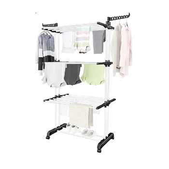 Clothes Rack 4-tier Oversize Collapsible Clothes Drying Rack Laundry Garment Dryer Free Stand For Towel