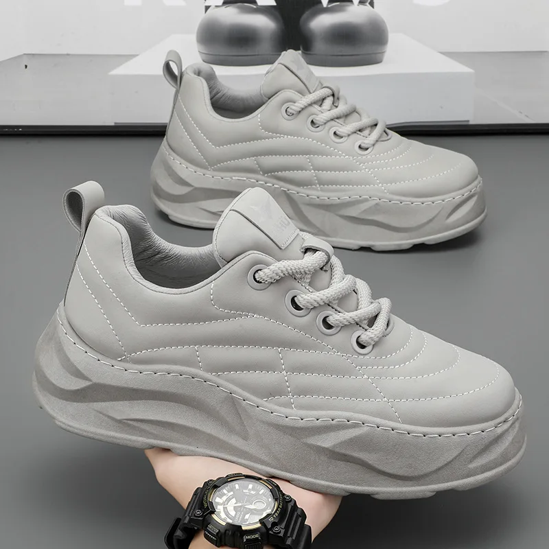 Mens New Versatile Sports And Leisure Trendy Shoes Thick Soled Height Boosting Explosive Anti Slip And Wear Resistant Dad Shoes