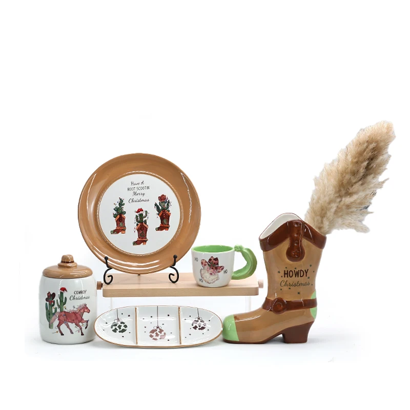 Christmas Ceramic Tableware Including Mugs Salad Plates Christmas Theme Party Gifts Christmas Boots