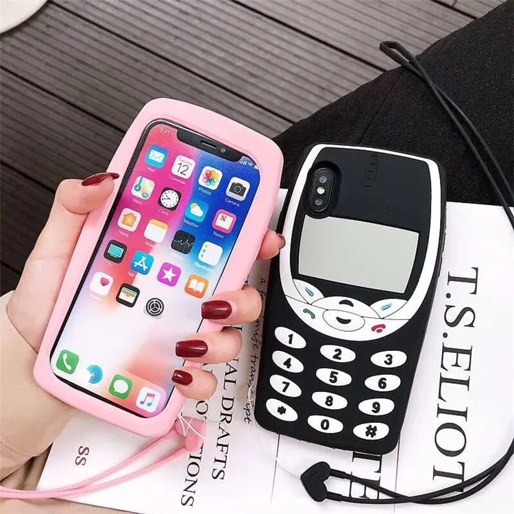 Funda de teléfono con diseño clásico 3D y cordón, estilo retro, para iPhone 15, 14, 13, 12 y 11, venta al por mayor_voghion.com