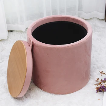 Customize Wholesale Furniture Tufted Soft New Design Round Velvet Ottoman Pouffe with Tray Coffee Table Foot Rest Stool