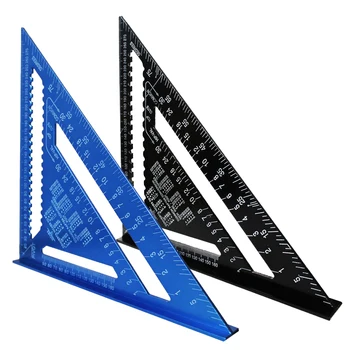 Aluminum Alloy Angle Protractor Metric Square Carpenter 12 Inch Measuring Gauging Triangular Ruler