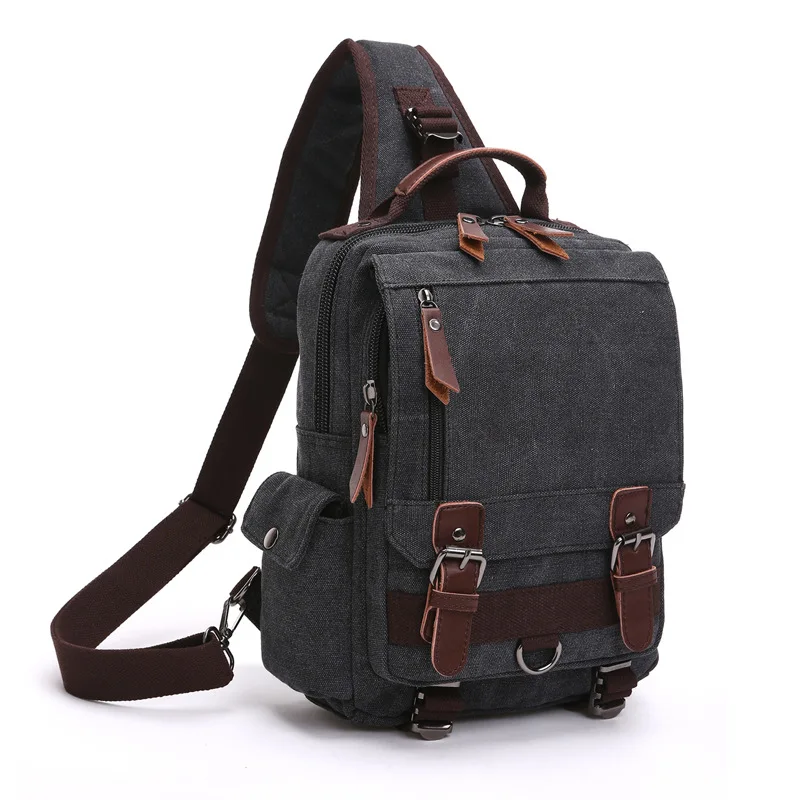 Canvas Military Hiking Messenger Travel Chest Pack Backpack Shoulder Sling Bags 