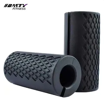 BM Pair of Gym Barbell Workout Grips Thick Bar Adapter Anti-Slip Rubber Grip Muscle Builder Fitness Equipment Accessory