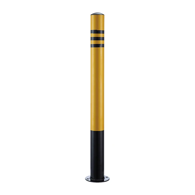 Yellow safety bollard Highway and lane vehicle warning guardrail barrier stainless steel