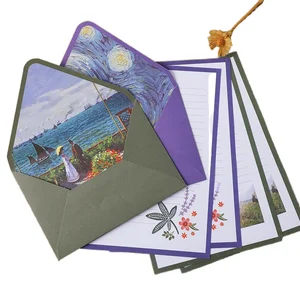 Creative Chinese Ancient Style A5 Oil Painting Suit Letter Paper Retro Beautiful Cute Western Envelope for Gift Wholesale Stock
