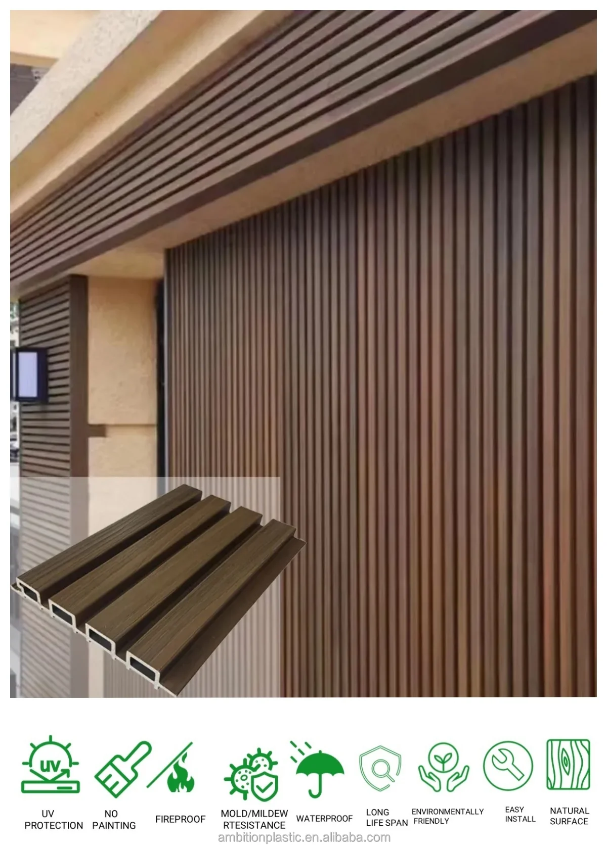 New Design Modern Waterproof Fireproof Outdoor WPC Wall Cladding with ...