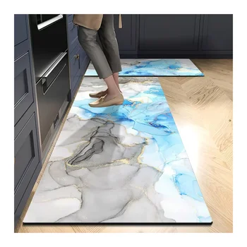 Marble absorbent soft floor mat for kitchen and bathroom entrance, non slip and quick drying foot mat, soft and skin friendly