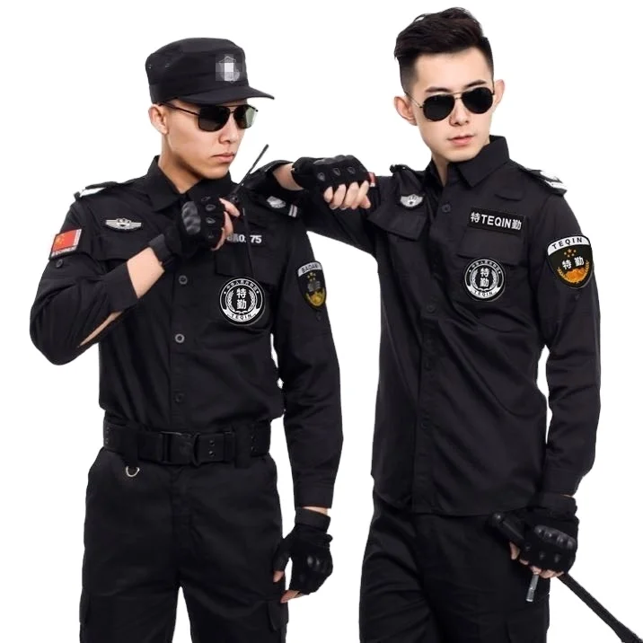 Factory Black Security Jacket Guard Uniform Tactical Clothing Airport Security Shirt Uniforms