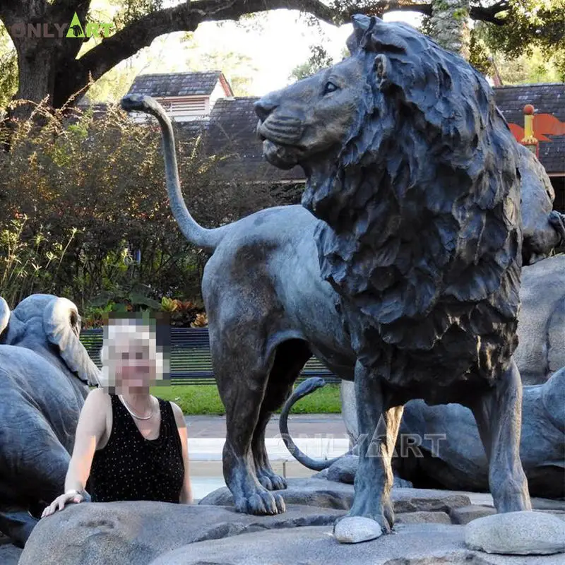 Customizable Life Size Big Lion Bronze Sculpture Outdoor Lion Statue
