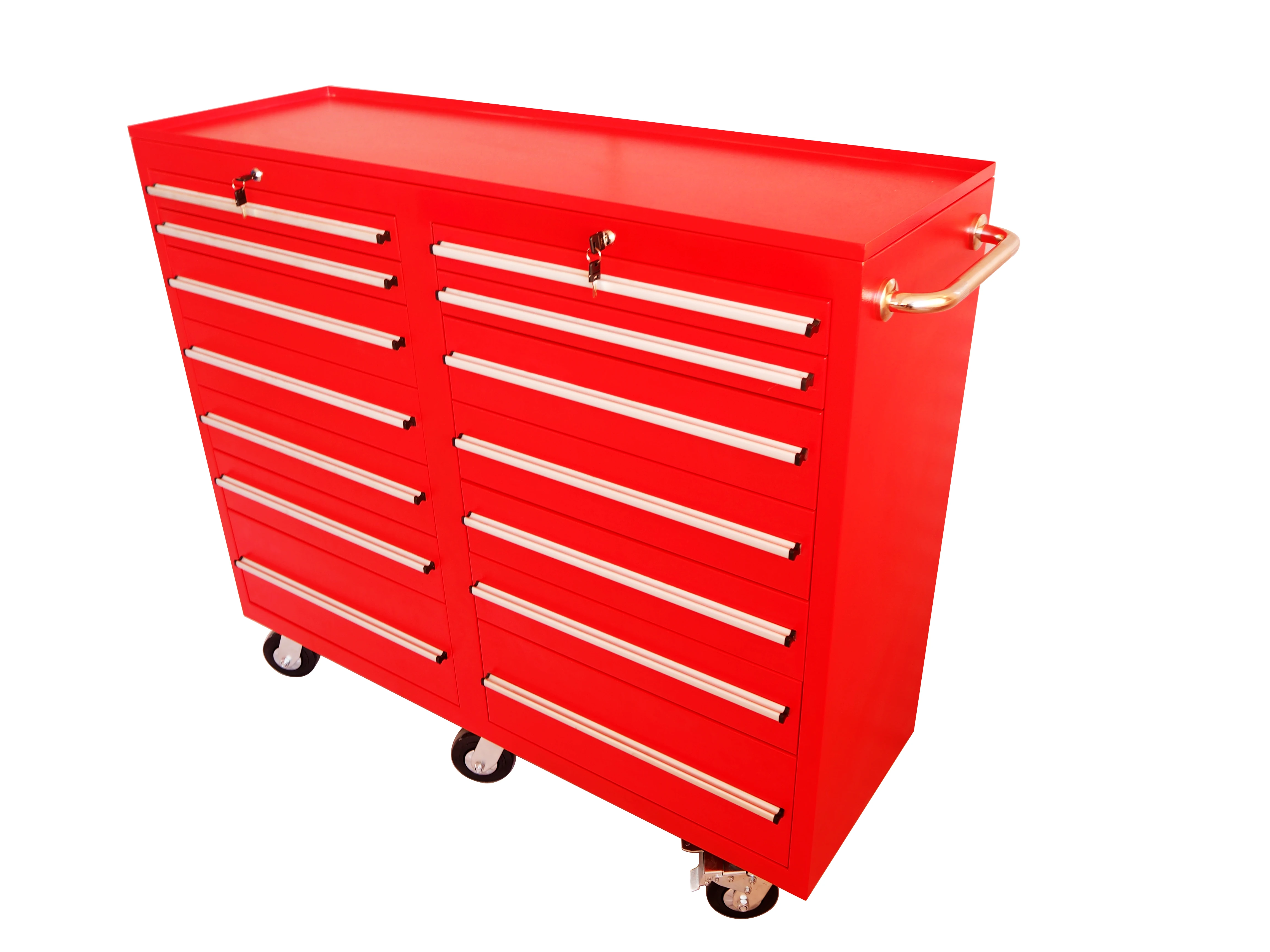 Customized 56 Inch Metal Red Rolling Tool Chest Cabinet with 14 Drawers manufacture