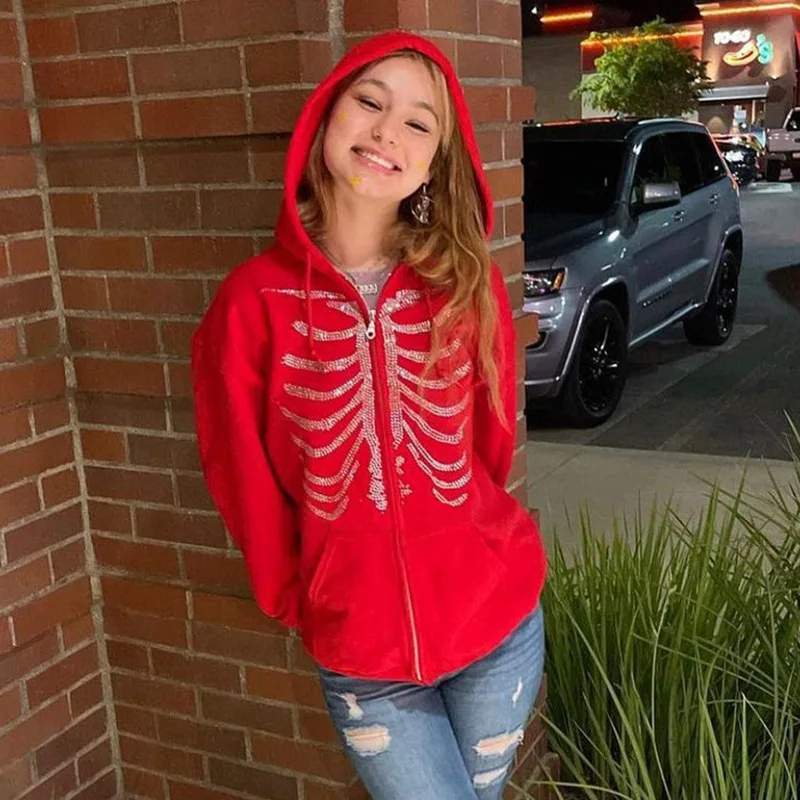 white rhinestone zip up moletom com capuz