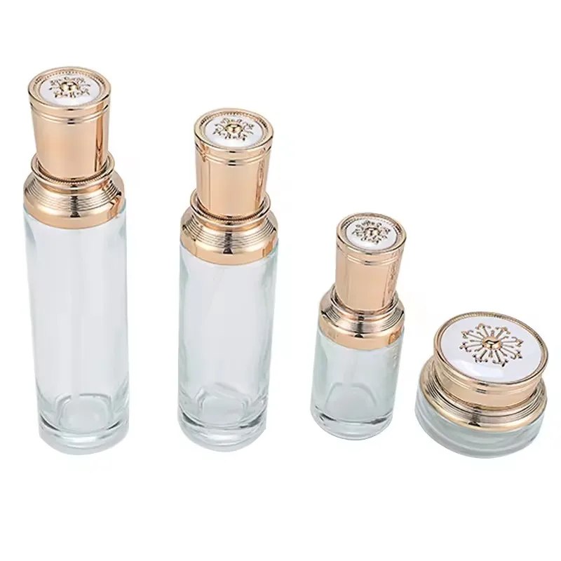 Manufacturer glass set 50g 30ml 100ml 120ml cosmetic set packaging luxury pump cosmetic container glass packaging supplier