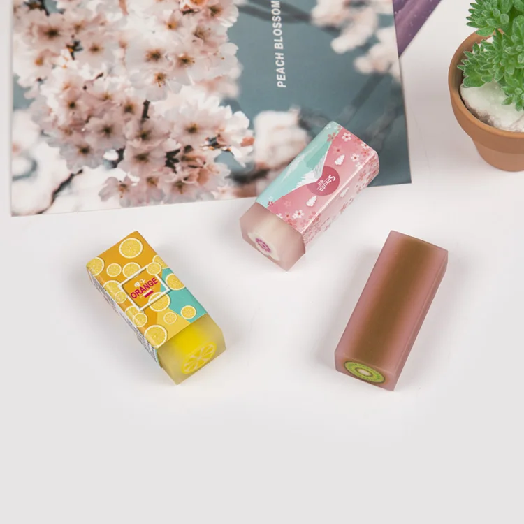 Канцелярские принадлежности назад в школу, подарок, рекламный ластик, ароматизированный 2D ластик с фруктами для детей, студентов, резиновый ластик-карандаш