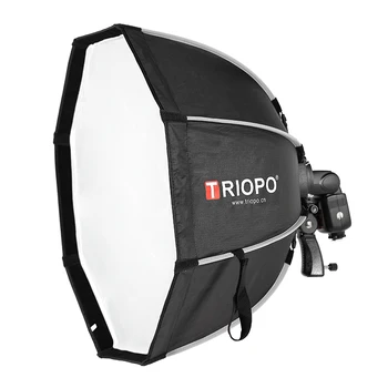 TRIOPO 55cm 65cm 90cm 120cm Foldable Octagon Softbox Bracket Mount Soft Box Handle for Godox Yongnuo Speedlite Flash Light detail image