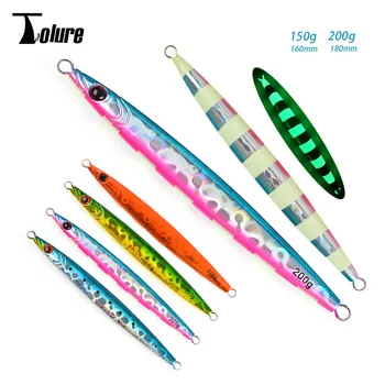 Pave Way Cross-Border Iron Plate Lure Bait Long-Distance Casting Laser Metal Lead Fish Hard Bait 150g/200g Luminous Colors – Metal Jig – view 2