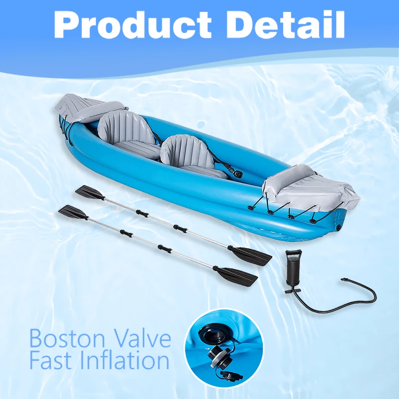 2 Person Inflatable Canoe,Inflatable Boat Kayak Set With 2 Aluminum