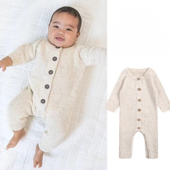 Babies' knit jumpsuit sweater spring and autumn baby clothes pure cotton rompers outer wear newborn clothes
