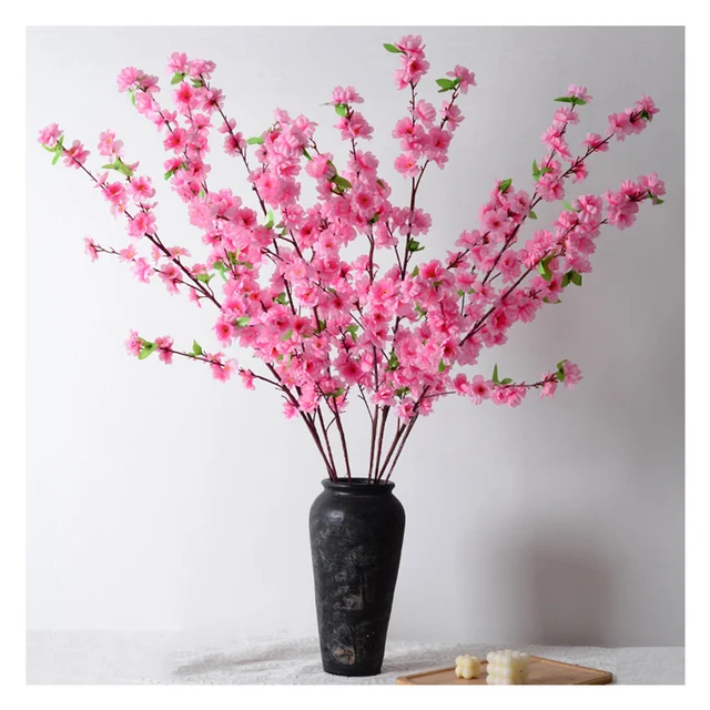Factory Wholesale High Quality Single Stem Peach Blossoms Artificial Pink Cherry Blossoms Home Wedding Other Decorative Flowers