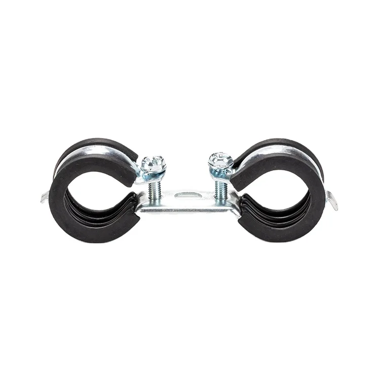 Customized steel pipe support fixing double pipe line clamp