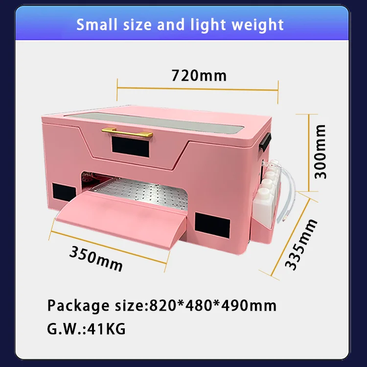 Lansong Small Size Pink A3 DTF Inkjet Printer T-Shirt Printing Machine T-shirt Clothes Pants Pillow Shoes Jeans Printing factory