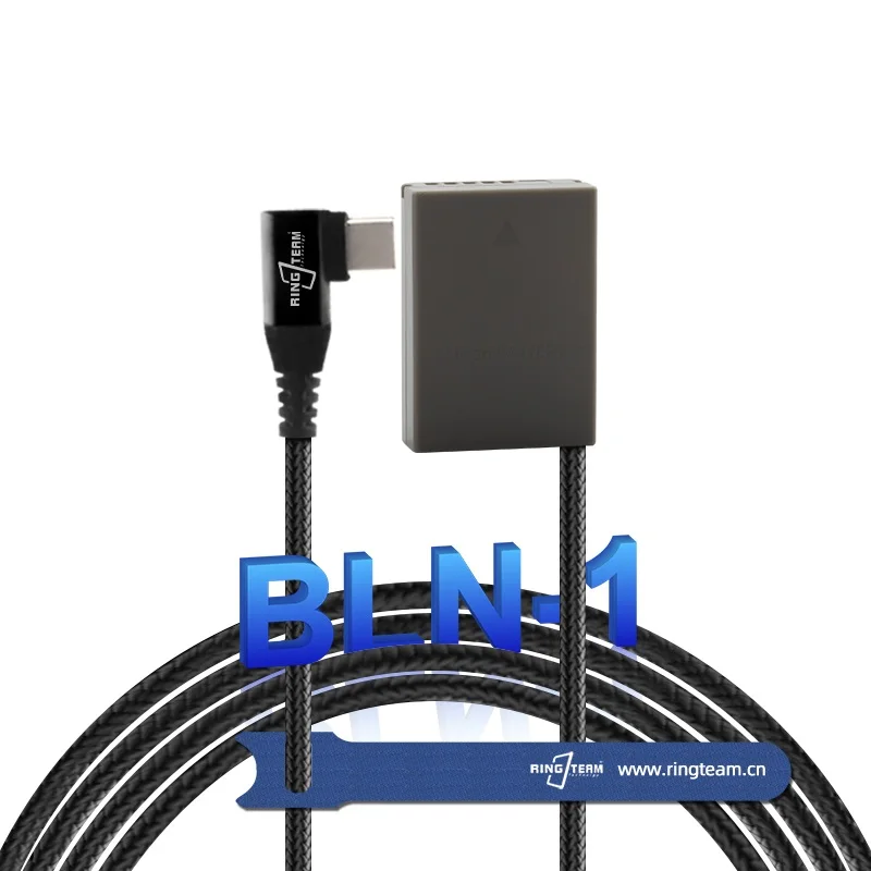 New Braided Cable BLN1 DC Coupler PS-BLN-1 TYPE-C USB-C PD Right Angled for Olympus OM-D E-M1, Pen F, OM-D E-M5, PEN E-P5