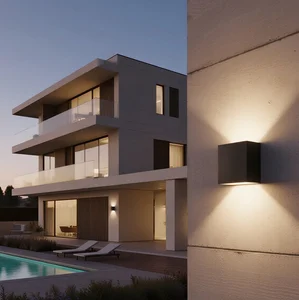 Factory Custom Outdoor Lighting Aluminum IP65 Waterproof Wall Lamp 120-277V Universal Voltage Square Modern Minimalist Style