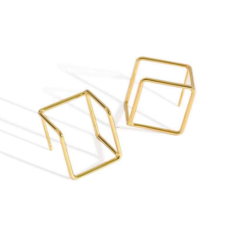 3d square earrings