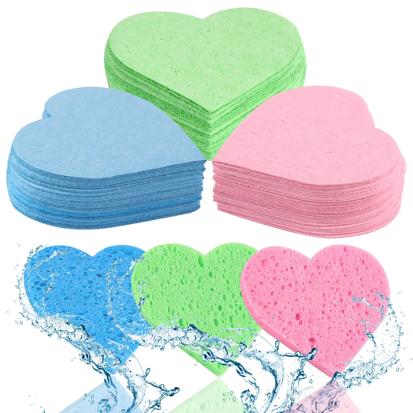 Eco Heart Shape Compressed Natural Clean Sponge Cellulose Facial