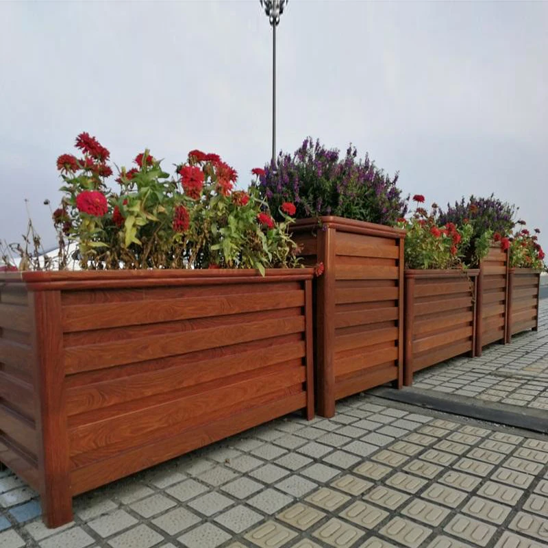 Shopping Mall Public Metal Aluminum Alloy Street Planter Boxes With ...