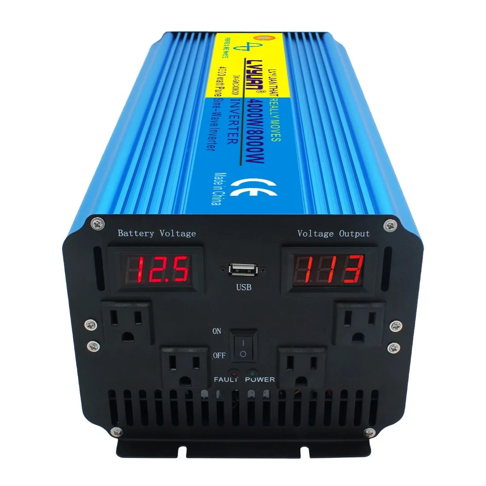 LVYUAN インバーター 純正弦波 4000W 8000W DC 12V 24V - AC 120V 230V 