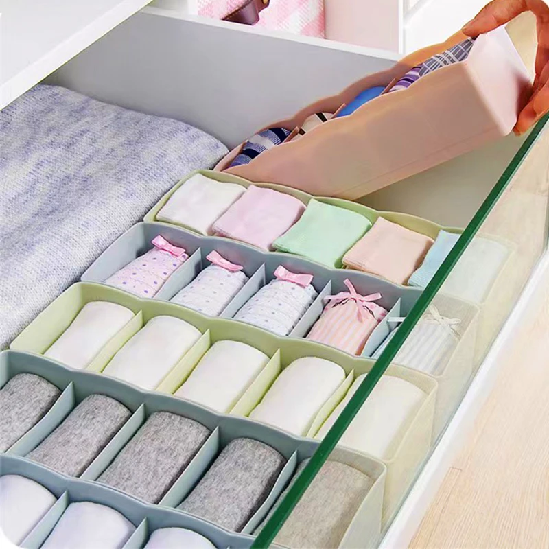 5 Grid Plastic Socks Storage Box Bedroom Underwear Tie Drawer Organizer Dividers Under Bed Organizer for Closet Organization