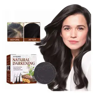 Jaysuing Hair Shampoo Polygonum Essence Hair Darkening Shampoo Soap Natural Organic Gray Reverse Hair Cleansing