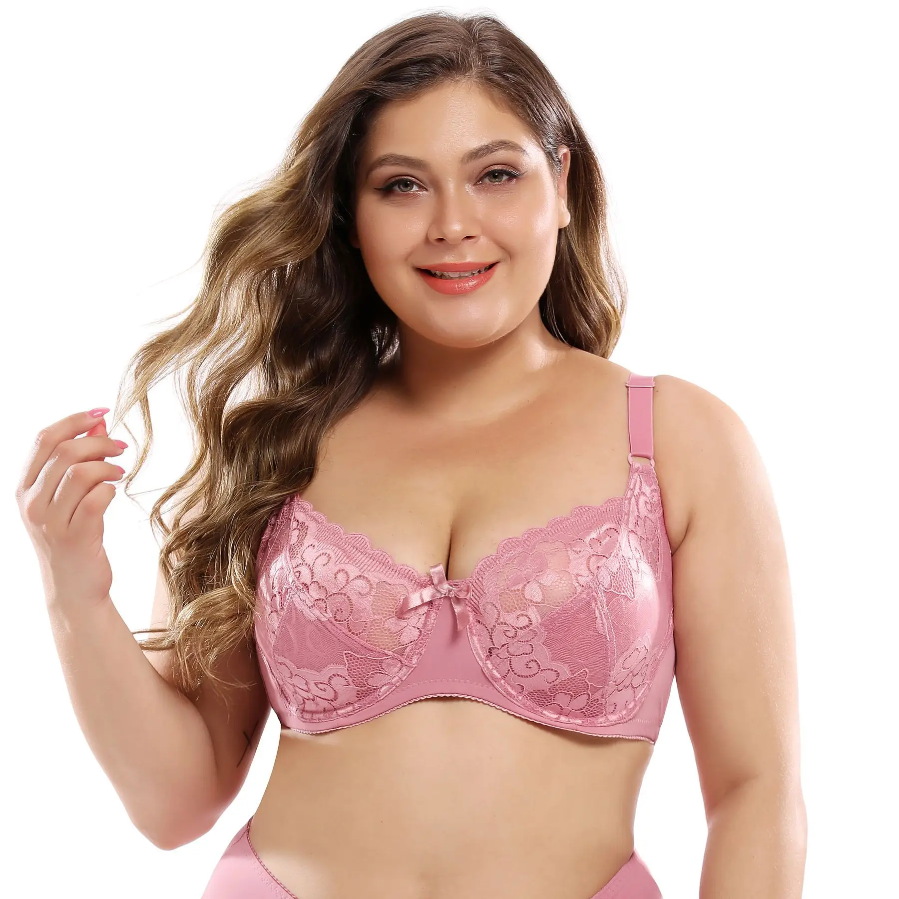 8736#E nude lace bra alternate view