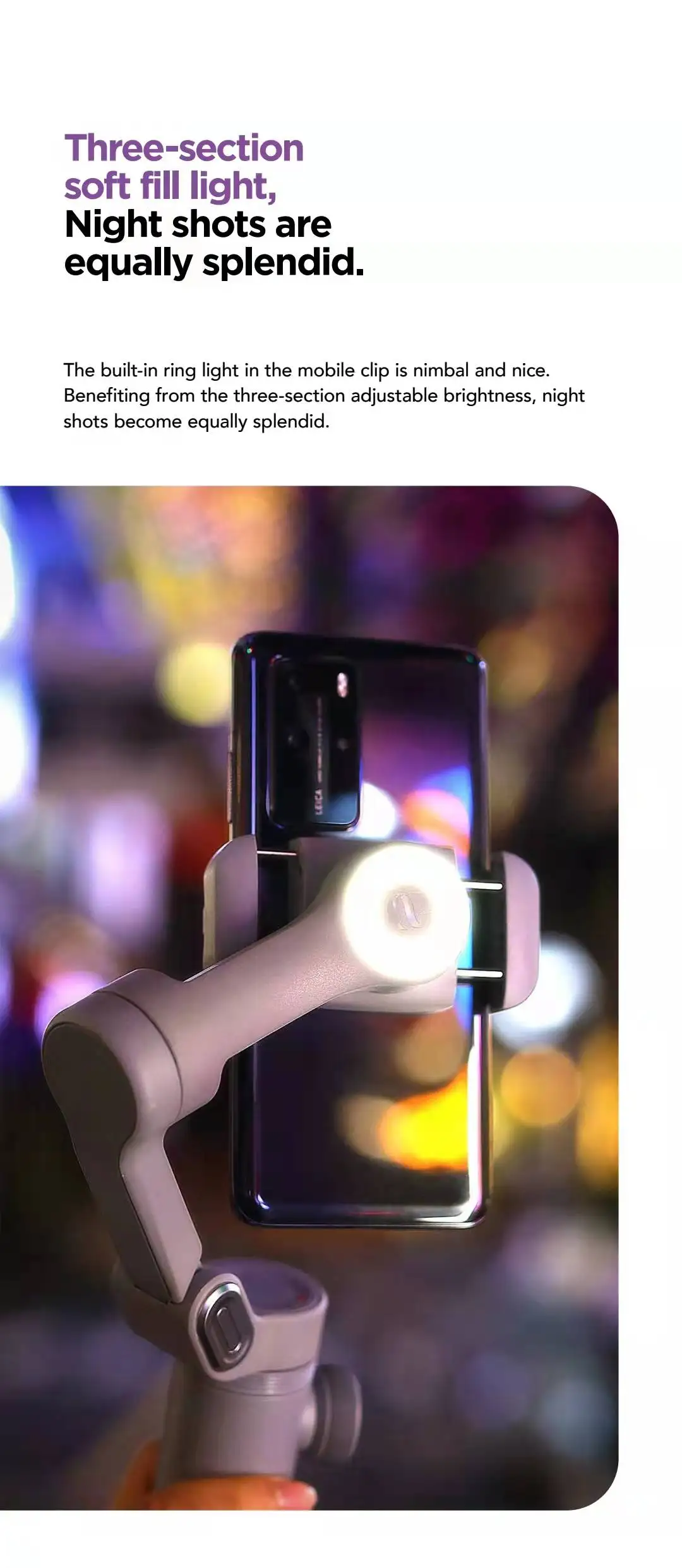 AOCHUAN Smart X Pro Foldable 3-Axis Handheld Smartphone Gimbal with Fill Light & Wireless Charging for iPhone 13 Pro Max Samsung