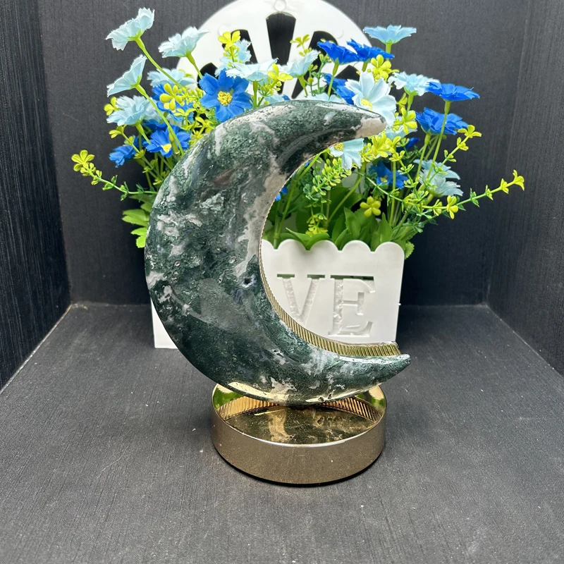 Moon Shape Crystal Touch Button Lamp  Healing Stone  Crystal Moon Lamps for Decoration