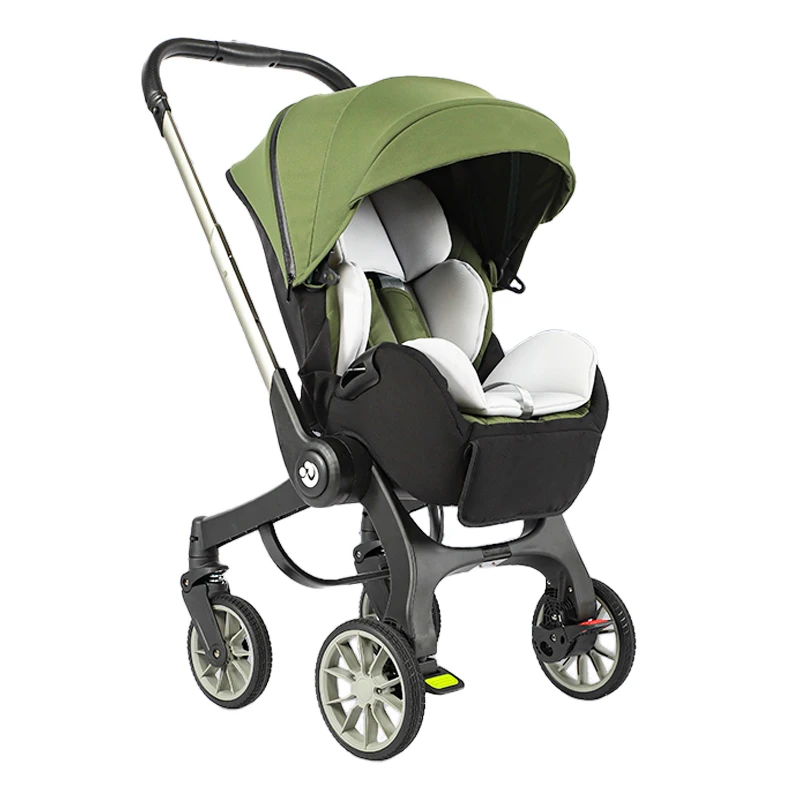 Luxurious 4-in-1 Baby Stroller Foldable Multi-Function Travel Systems with Five-Point Safety Belt for Age 3 Years