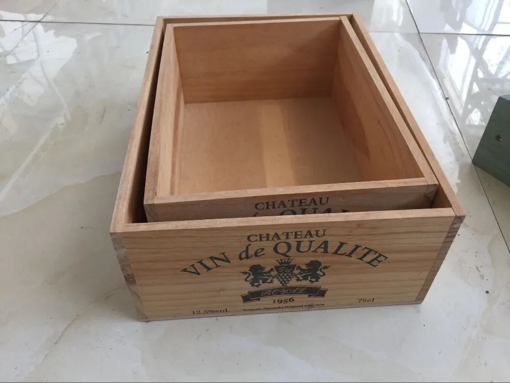 Caisse En Bois Vintage Noir Et Blanc 30x20x15cm - Déco Rustique - Rangement Vin, Plantes, Objets