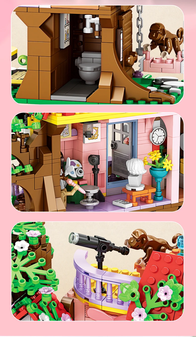 Woma Toys Hot Educational Toy Block 840 Pcs Forest Tree House Block