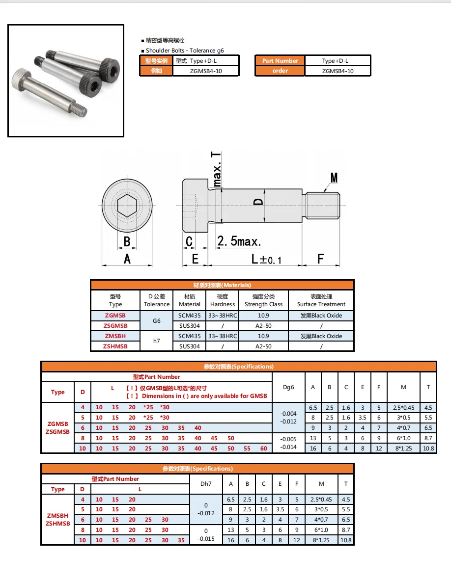 Custom Shoulder Screw M2.5 M3 M5 M8 High Strength Metric Hexagonal Socket Shoulder Stripper Bolt manufacture