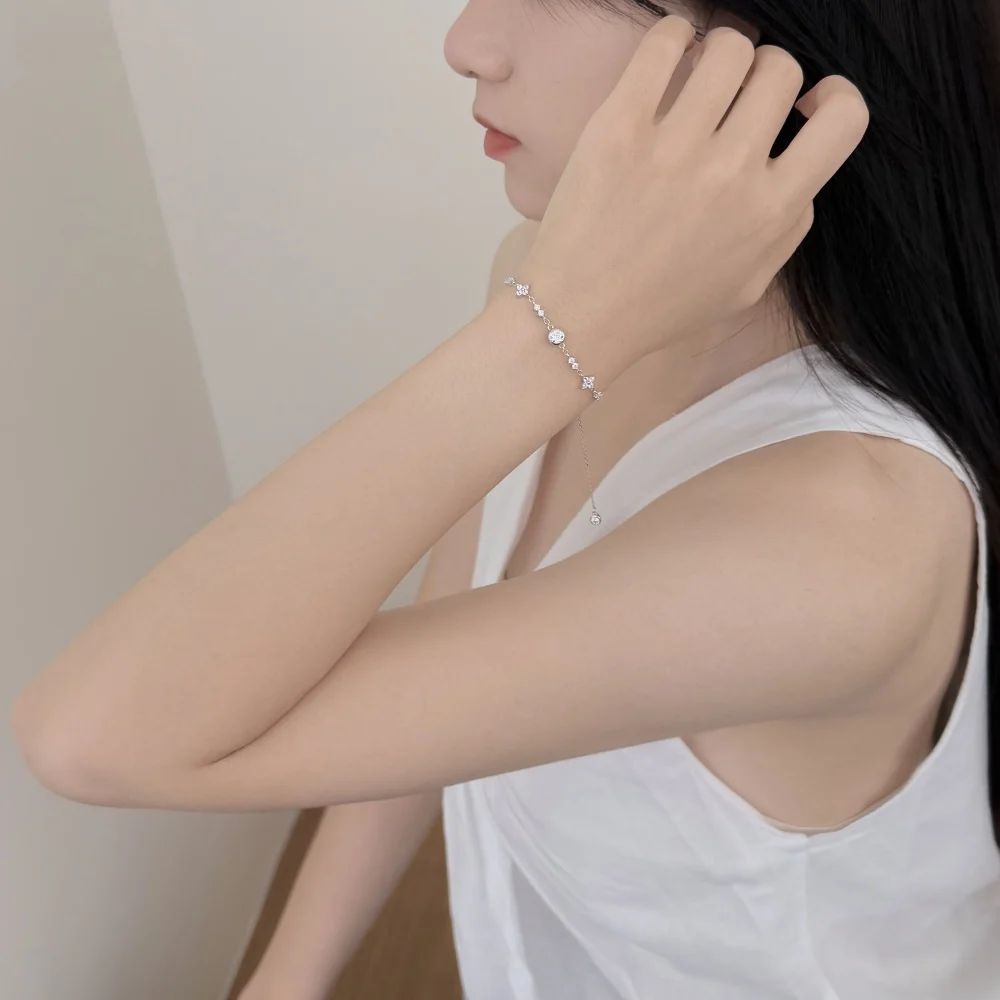 KAKODIY Fashion Design Rhodium 18K Gold Plated Sterling Silver Chain 5A Zirconia Multi Pendant Four Leaf Clover Bracelet detail 6
