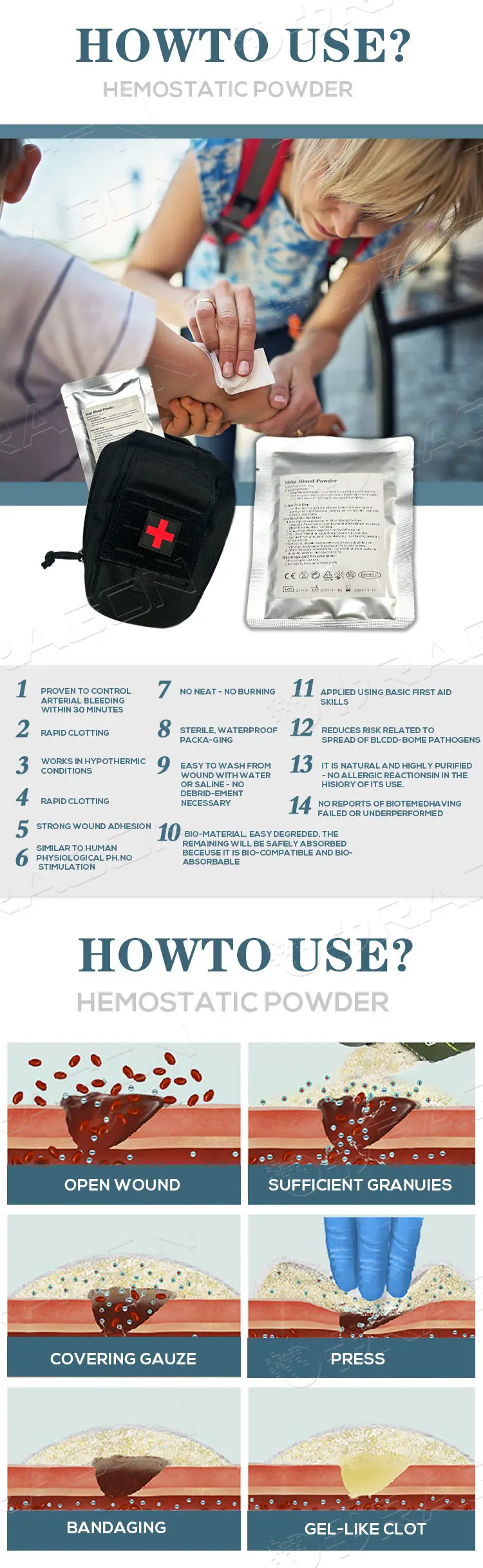 Chitosan Hemostatic Agent Granule Powder For Rapid Hemostasis Medical